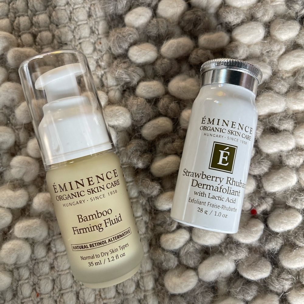 Eminence Organics Bamboo Firming Fluid & Strawberry Rhubarb Dermofoliant